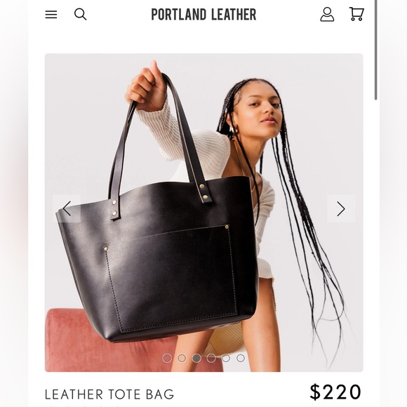 Portland Leather Black Tote Bag - Picture 6 of 10